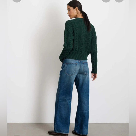 Alex Mill Nico Chunky Cotton cable knit Cardigan in Evergreen size Medium - Picture 3 of 13